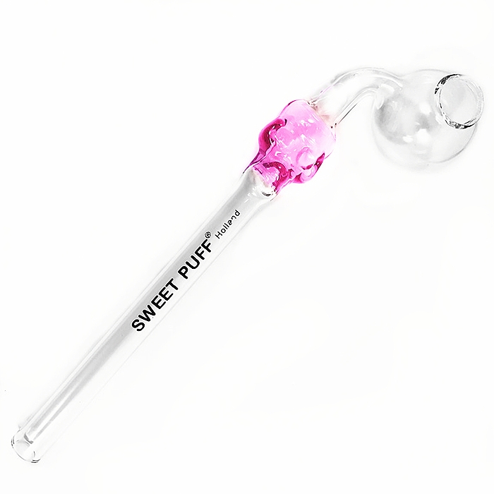 Pink Skull Sweet Puff Curved Glass Pipe 13cm